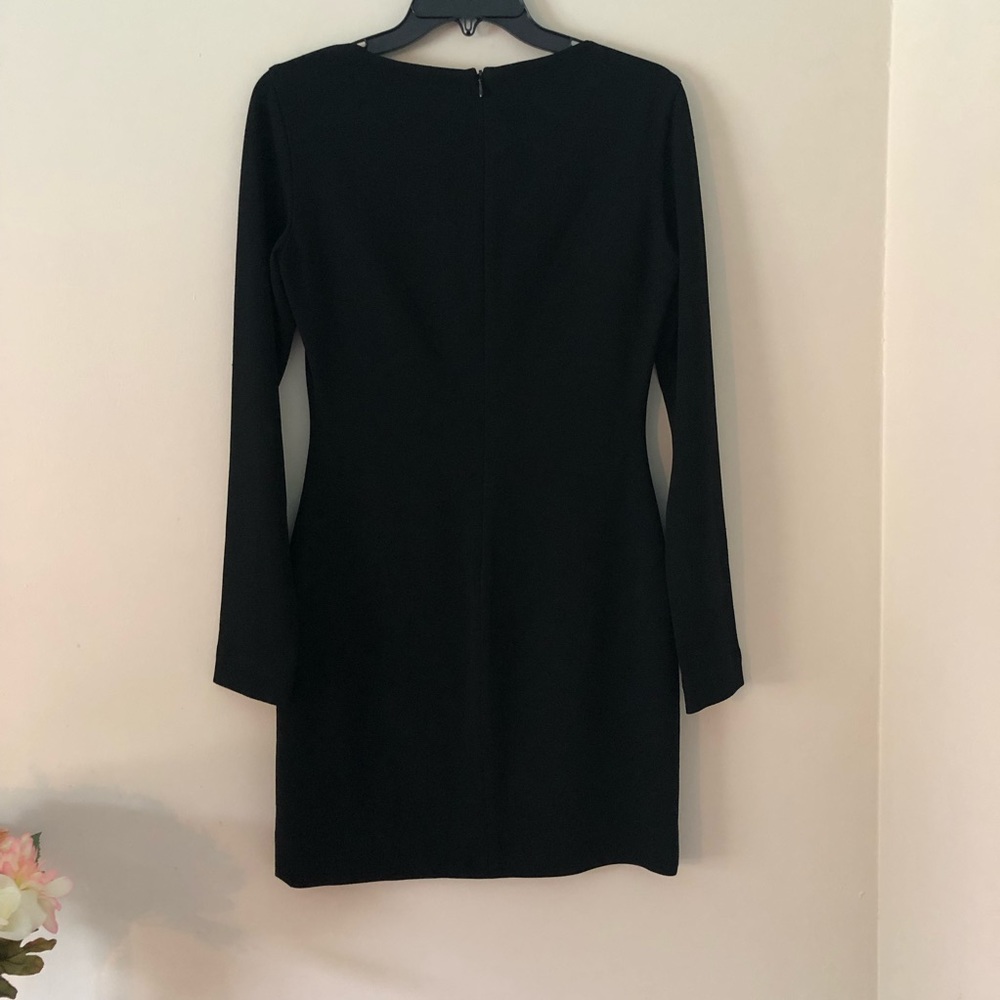 Diane von Furstenberg Black Giada Crepe Long Sleeve Mini Dress DVF Size 4 - Picture 14 of 16
